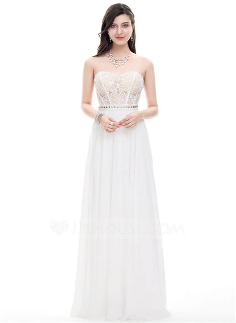 A Line Princess Sweetheart Floor Length Chiffon Prom Dresses With Beading Sequins 018105559