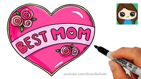 How To Draw Best Mom Bubble Letters And Heart Youtube