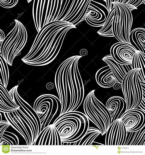 Seamless Pattern Wave Background Black And White Vector