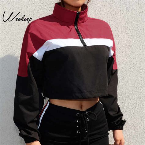 This sikk cropped jacket has a slim fit, ribbed knit collar n' cuffs, checkered pattern like the finish line flag and zipper closure. Aliexpress.com : Buy Weekeep Women Cropped Zipper ...