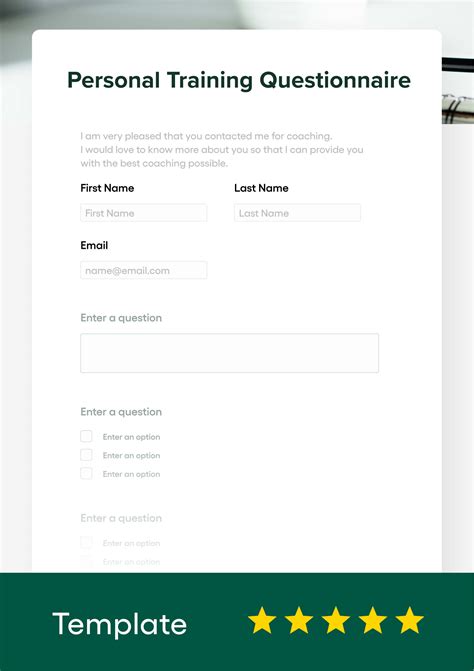 Personal Training Client Questionnaire Template FREE 2023 Updated