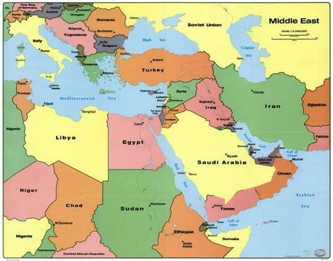 Middle East Large Scale Map Poster 31x24 Political Etsy