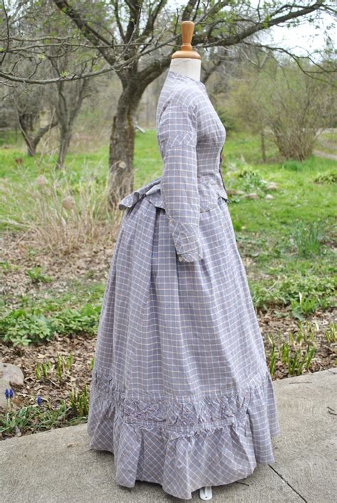 Antique Dress 1880 Plaid Cotton Bustle Dress 2 Piece Etsy Australia