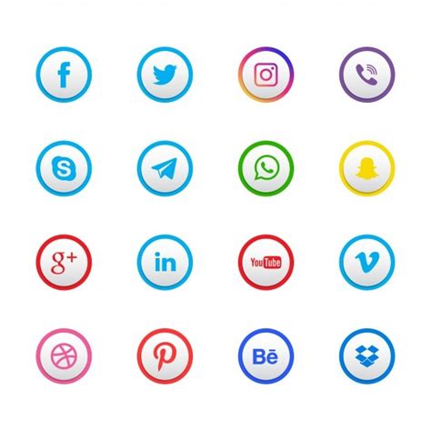Conjunto De 16 Iconos De Redes Sociales Descargar Vectores Gratis