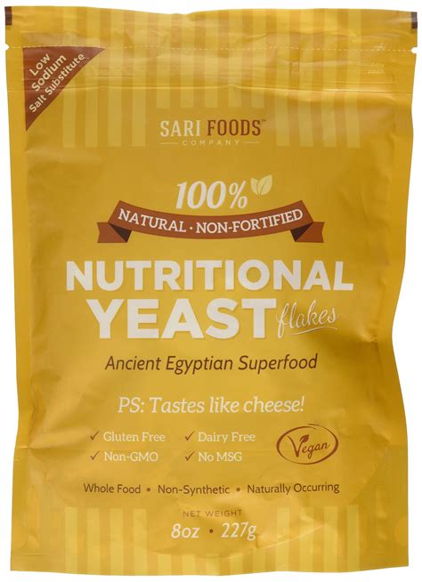 This yeast is grown on enriched purified cane and beet molasses under carefully controlled conditions. Non-fortified Nutritional Yeast. Good source of B vitamins ...