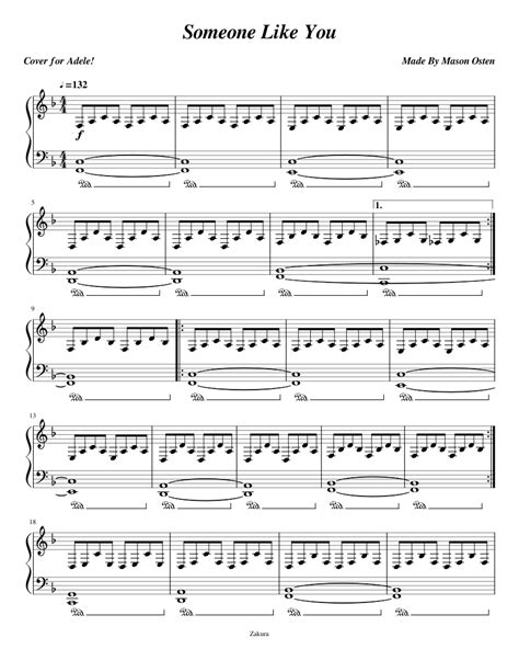 Someone Like You Sheet Music For Piano Solo Easy
