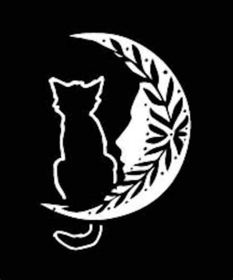 Cat Moon Svg Cat Stencil Eps And Png Mystic Cats Digital Etsy