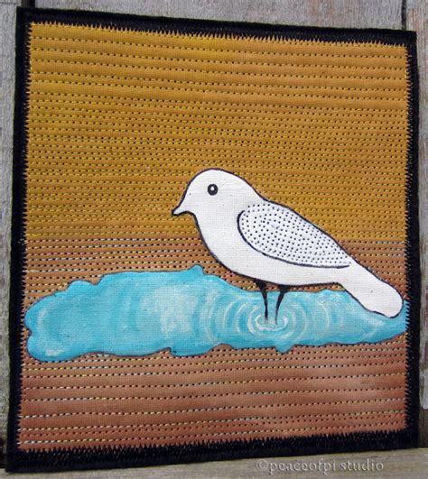 Peaceofpi Studio White Dove Stitched Painting