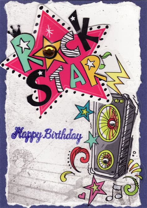 Rock Star Happy Birthday Grunge Card Tassie Scrapangel Greeting