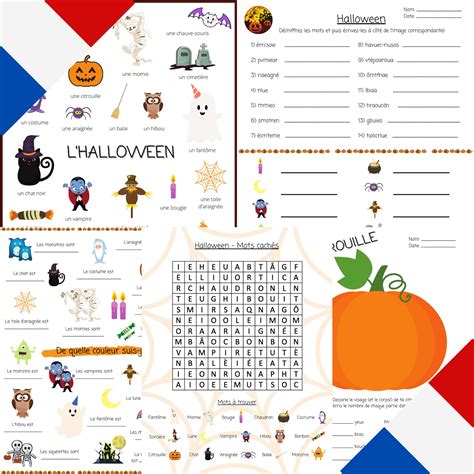 French Halloween Printable Vocabulary Activities For Kids Etsy Canada