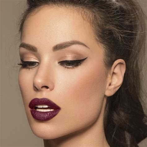 Plum Lipstick Wedding Hairstyles And Makeup Wedding Hair And Makeup