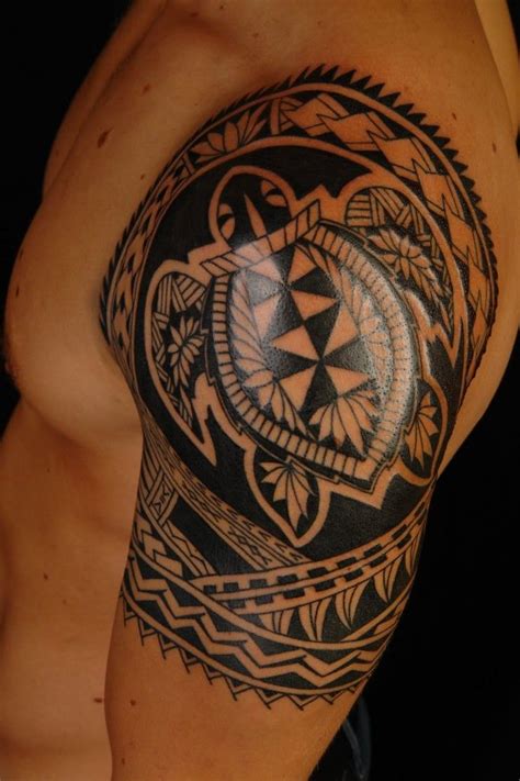 Polynesian Tribal Shoulder Tattoos