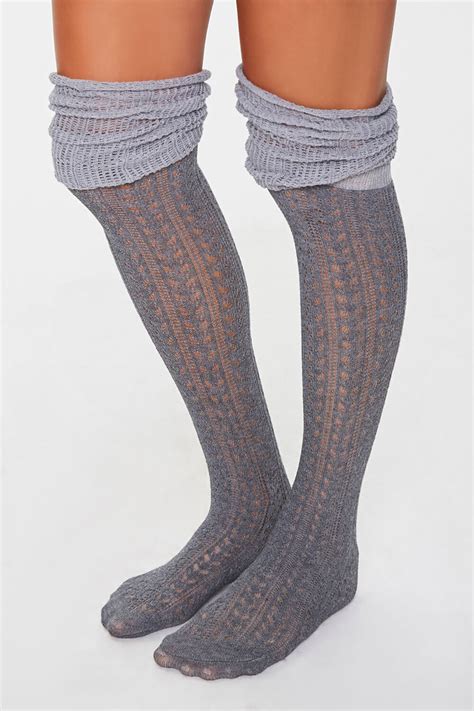 pointelle knit knee high socks
