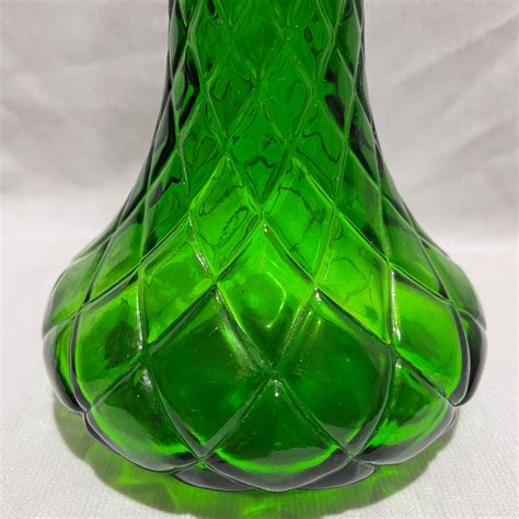 Vintage Emerald Green Hoosier Glass Diamond Bud Vase Etsy