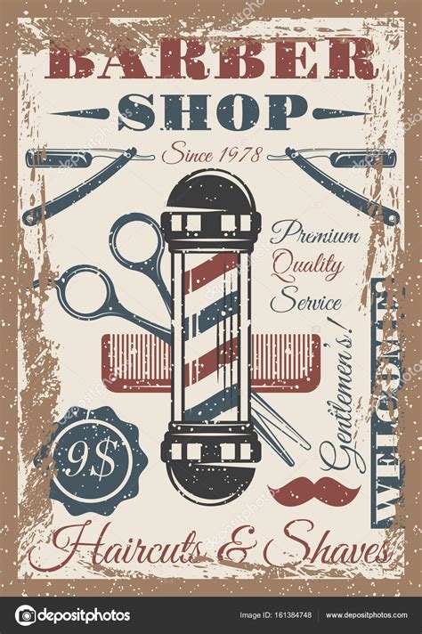 Barber Shop Vintage Colored Poster — Stock Vector © Skaryna 161384748