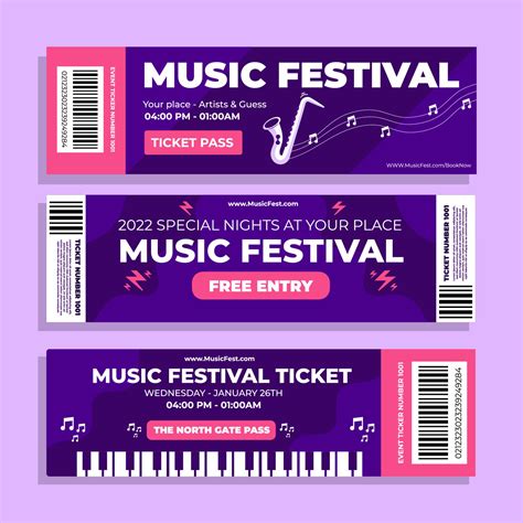 Download The Set Of Music Festival Ticket Template 5363988 Royalty Free Vector From Vecteezy For
