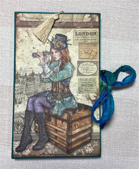 steampunk folio stamperia lady vagabond pockets for pictures etsy uk scrapbook journal