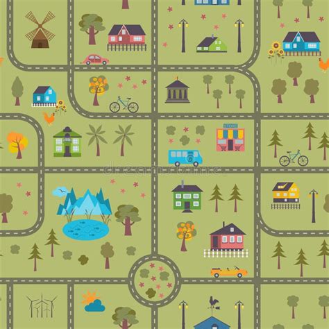City Map Seamless Pattern Stock Vector Illustration Of House 54668265