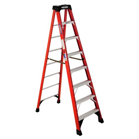Werner 8 Ft Fiberglass Step Ladder With 300 Lb Load Capacity Type Ia
