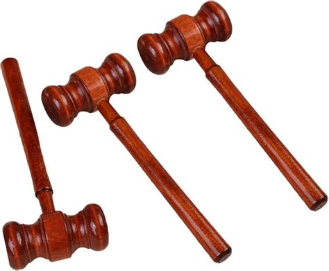 Toyvian 3pcs Wooden Hammer Judge Gavel Toy Lightwight