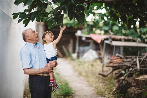 grandfather with his grandson outdoor by stocksy contributor nasos zovoilis stocksy