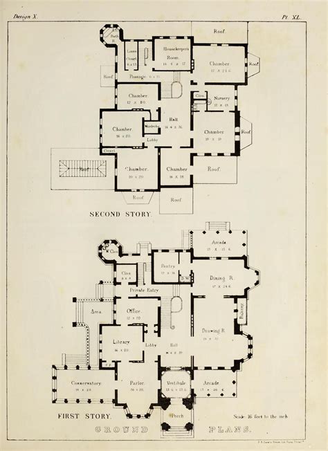 An Old House Plan With Two Floors And Three Stories On The First Story