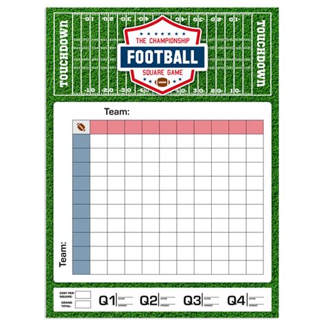 Blank Football Squares Game Custom Signs