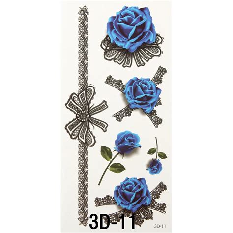 10 Sheet Body Art Sex Products Waterproof Temporary Tattoos For Women Sexy Blue Lace Rose Design