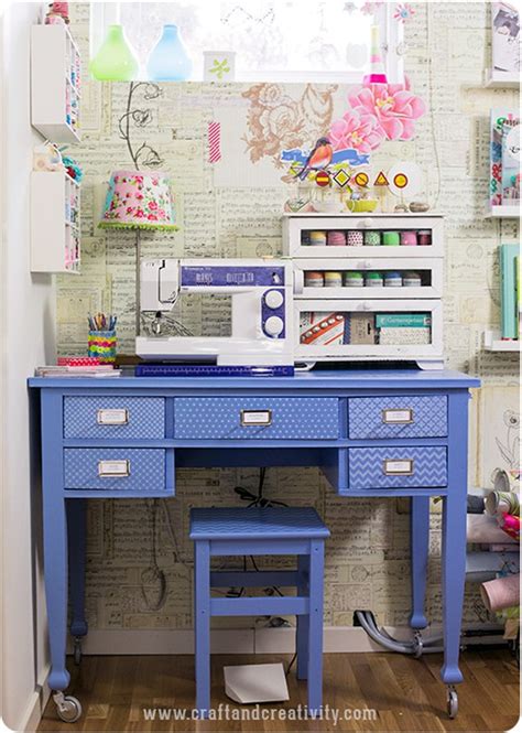 A long table built into the wall for plenty of work space with shelving above it for craft storage. Craft Room Inspiration-Wow! - EverythingEtsy.com