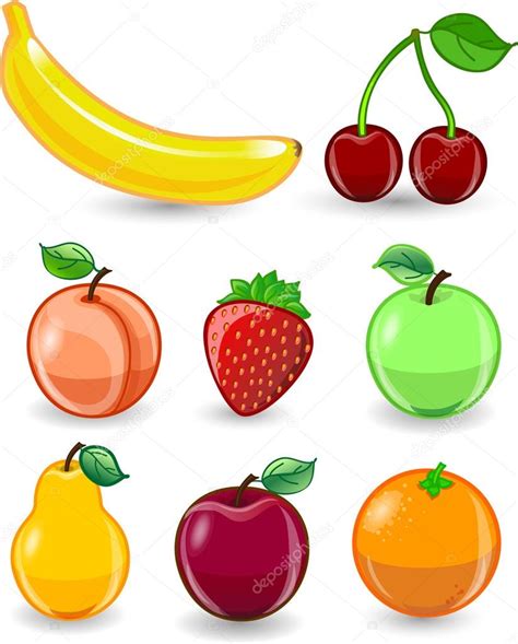 Cartoon Orange Banana Apples Strawberry Pear Cherry Peach Plum