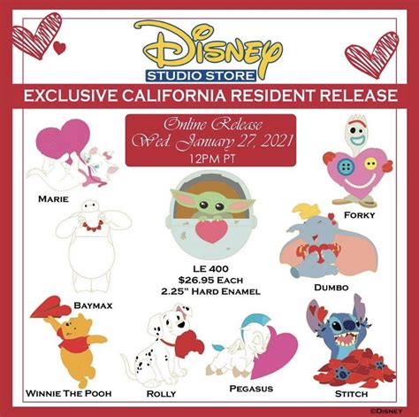 Valentines Day 2021 Pin Releases At Disney Studio Store Hollywood