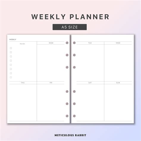 Undated Weekly Planner Printable Weekly Schedule Template Etsy