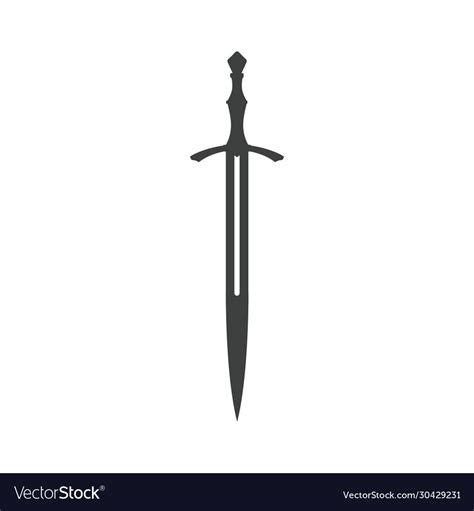 Black Silhouette Isolated Knight Sword Royalty Free Vector