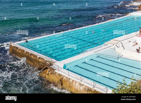 Swimming Pool Overlooking Bondi Beach In Sydney Nsw Australia Stock