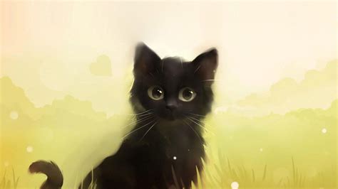 1920x1080 Cute Animated Black Cat Photo21 Cat Drawing Cat