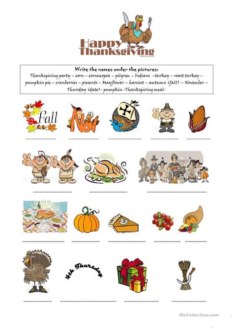 Happy Thanksgiving English Esl Worksheets Thanksgiving Worksheets