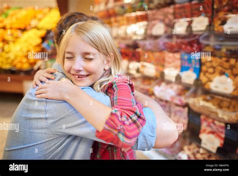 Happy Daughter Hugging Her Father Stock Photo Alamy