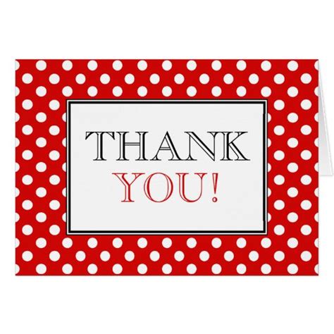 Polka Dot Red And White Thank You Card