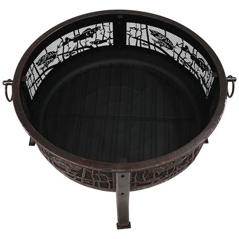 Sunnydaze Northwoods Fishing Fire Pit With Spark Screen 30 Diameter