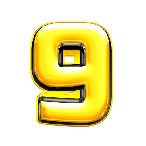 9 Nine Number Golden 3d Style Transparent 9 Nine Number Golden 3d