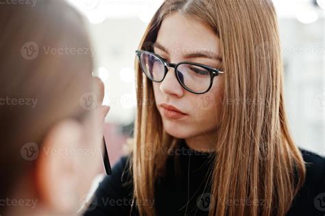 Make Up Artist Work In Her Beauty Visage Studio Salon Woman Applying