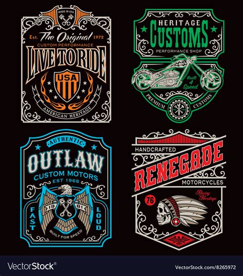 Vintage Motorcycle T Shirt Graphic Set Royalty Free Vector