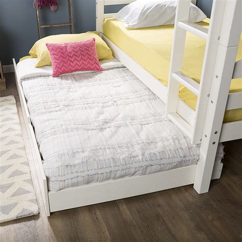 Best Buy Walker Edison Solid Wood Twin Bunk Bed With Trundle Bed White