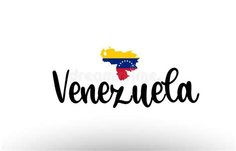 Venezuela Country Big Text With Flag Inside Map Concept Logo Stock