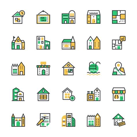 Real Estate Colored Vector Icons 2 Stock Image Everypixel