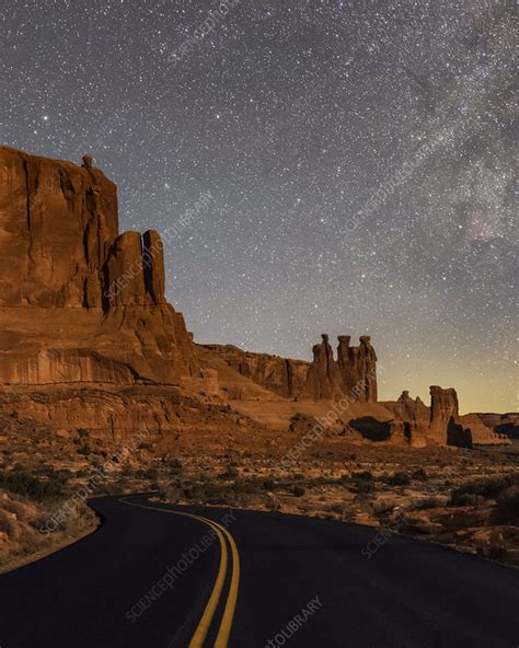 Night Sky Over Arches National Park Utah Usa Stock Image C051
