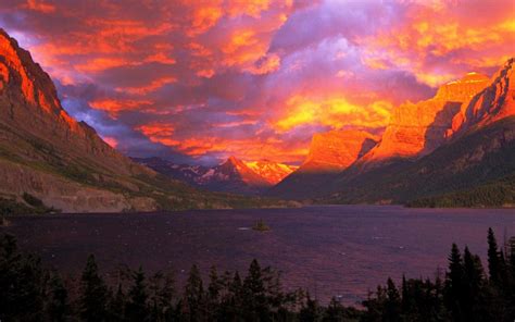 Download Landscape Mountain Cloud Purple Orange Color Sky Sunset