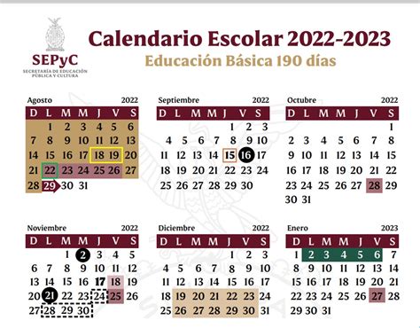 ¡conoce El Calendario Escolar Sepyc 2022 2023 Reporte Naranja Noticias