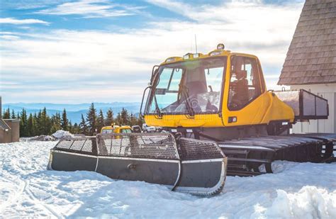 Snow Track Vehicle In Ski Resort Stock Image Image Of Mountain Plow