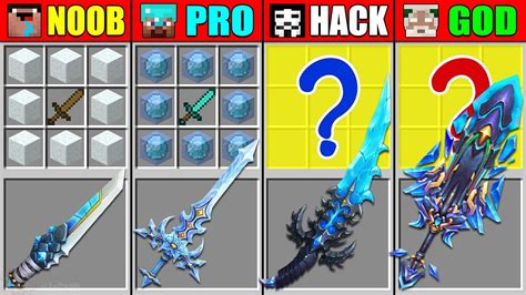 Minecraft Noob Vs Pro Vs Hacker Vs God Snow Frozen Sword Crafting